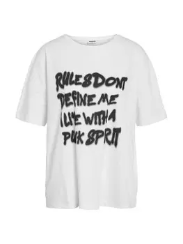 Футболка Noisy may Print Kurzarm Rundhals Bequem, белый