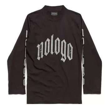 Футболка nologo long sleeve t-shirt 'black grey' Balenciaga, черный