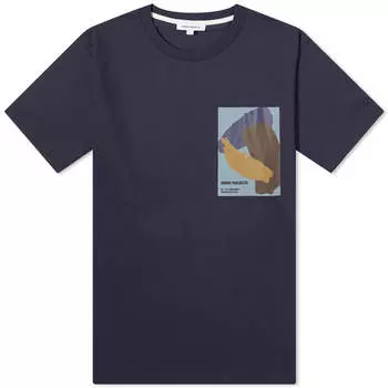 Футболка Norse Projects Simon Organic Brush Stroke Print, темно-синий
