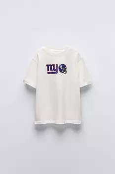 Футболка ny giants нфл ZARA, устрично-белый