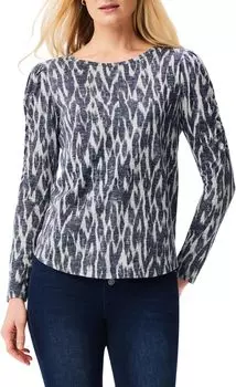 Футболка Nzt Ikat с длинными рукавами и рюшами NIC+ZOE, цвет Indigo Multi