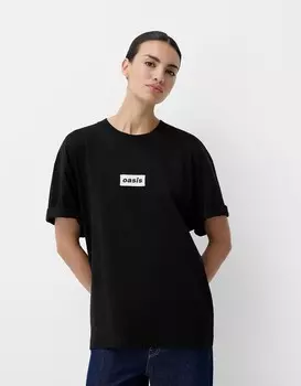 Футболка oasis с коротким рукавом Bershka, черный