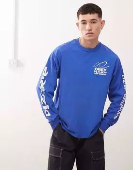 Футболка Obey Bizzare New Visions с графическим логотипом и принтом на спине в цвете индиго с электропигментом