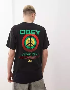 Футболка Obey с принтом «Цель мира» на спине, черная
