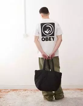 Футболка Obey с ярким графическим логотипом и принтом на спине белого цвета