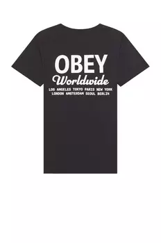 Футболка Obey Worldwide Script, цвет Pigment Vintage Black
