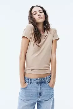Футболка облегающая фигуру H&M, бежевый