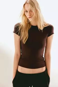 Футболка, облегающая фигуру H&M, коричневый