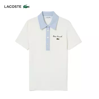 Футболка облегающая женская Lacoste с короткими рукавами, синий / белый