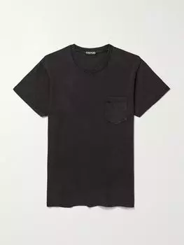 Футболка облегающего кроя из хлопка холодного крашения TOM FORD, цвет Charcoal