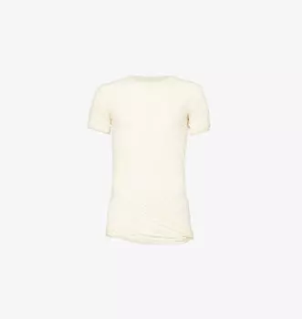 Футболка облегающего кроя из хлопкового джерси с двойной сборкой Rick Owens, бежевый