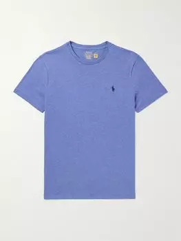 Футболка облегающего кроя из хлопкового джерси с вышитым логотипом POLO RALPH LAUREN, синий