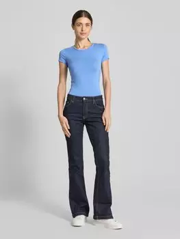 Футболка облегающего кроя из вискозной смеси Gina Tricot, светло-голубой