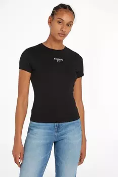 Футболка облегающего кроя с логотипом Essential Tommy Jeans, черный