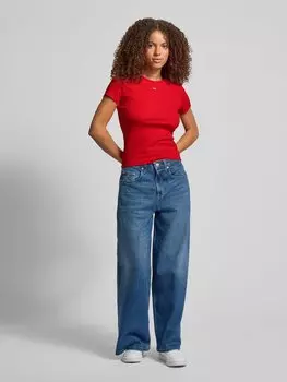 Футболка облегающего кроя с вышитым логотипом, модель «ESSENTIAL» Tommy Jeans, красный