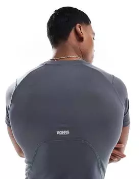 Футболка облегающего кроя серого цвета Bershka