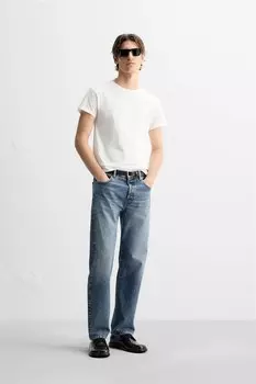Футболка облегающего кроя ZARA, белый