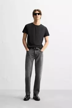 Футболка облегающего кроя ZARA, черный