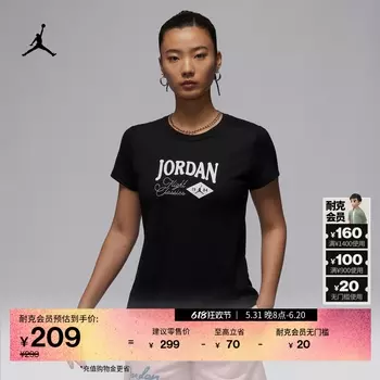 Футболка облегающего кроя женская Nike Jordan с принтом, черный