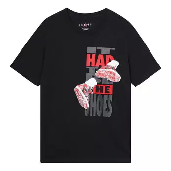 Футболка обувь печать спортивные круглый вырез короткий рукав Air Jordan, черный