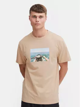 Футболка обычного кроя 21108237 Solid, бежевый