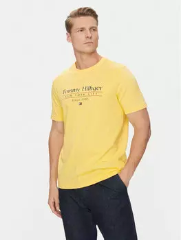 Футболка обычного кроя Center Stack MW0MW38621 Tommy Hilfiger, желтый