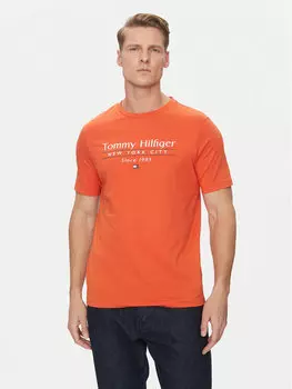 Футболка обычного кроя Center Stack MW0MW38621 Tommy Hilfiger, оранжевый