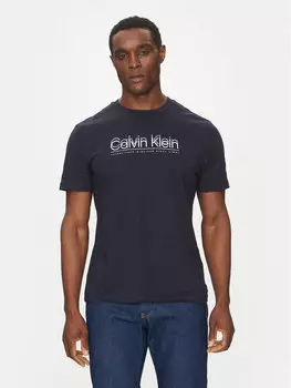 Футболка обычного кроя Double Logo K10K114149 Calvin Klein, синий