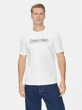 Футболка обычного кроя Double Logo K10K114149 Calvin Klein, белый