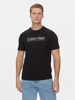 Футболка обычного кроя Double Logo K10K114149 Calvin Klein, черный