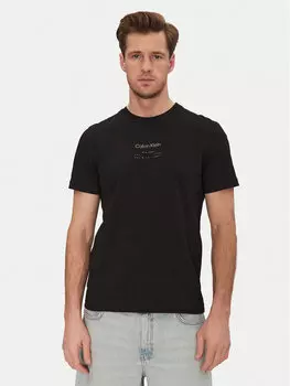Футболка обычного кроя Editorial Logo K10K114172 Calvin Klein, черный