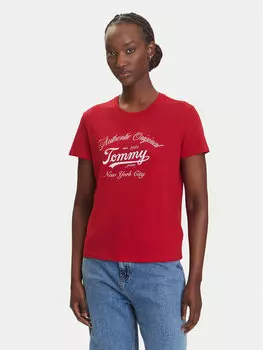Футболка обычного кроя Essential DW0DW21404 Tommy Jeans, красный
