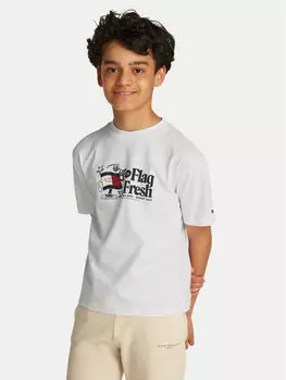 Футболка обычного кроя Flag Fun KB0KB09354 S Tommy Hilfiger, белый