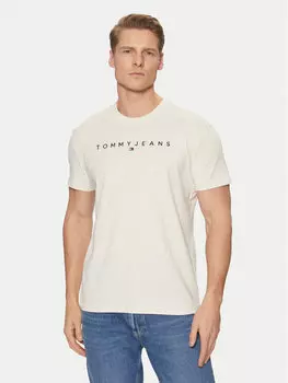 Футболка обычного кроя Linear Logo DM0DM20744 Tommy Jeans, бежевый