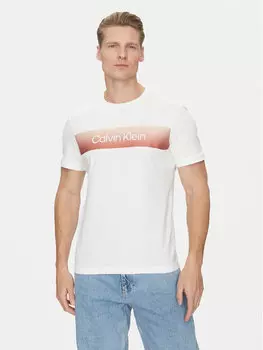 Футболка обычного кроя Linear Ombre K10K114163 Calvin Klein, белый