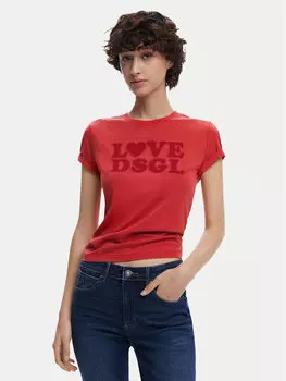 Футболка обычного кроя Love Dsgl 25SWTK10 Desigual, красный