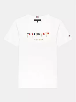Футболка обычного кроя Multiflag KB0KB09532 D Tommy Hilfiger, белый