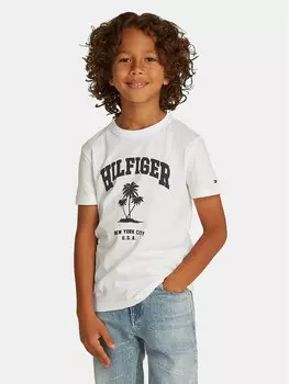 Футболка обычного кроя Palm Print KB0KB09649 D Tommy Hilfiger, белый