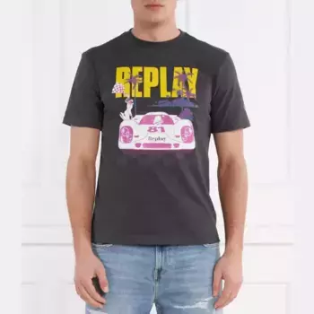Футболка обычного кроя с открытым концом Replay, черный
