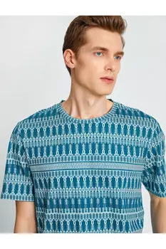 Футболка обычного кроя с рисунком Koton, зеленый