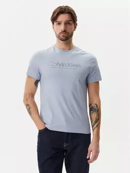 Футболка обычного кроя Satin Bonded Logo K10K114162 Calvin Klein, голубой