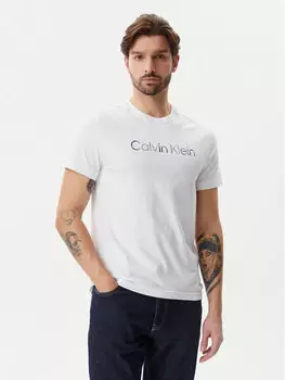 Футболка обычного кроя Satin Bonded Logo K10K114162 Calvin Klein, белый