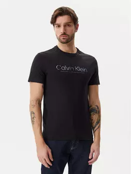 Футболка обычного кроя Satin Bonded Logo K10K114162 Calvin Klein, черный