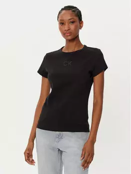 Футболка обычного кроя Satin K20K207974 Calvin Klein, черный