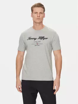 Футболка обычного кроя Script Logo MW0MW33691 Tommy Hilfiger, серый