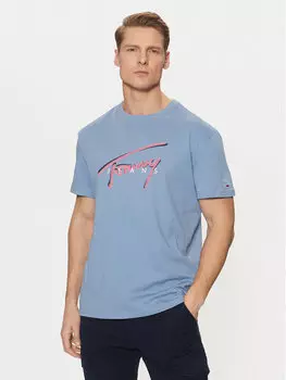 Футболка обычного кроя Signature DM0DM21109 Tommy Jeans, синий