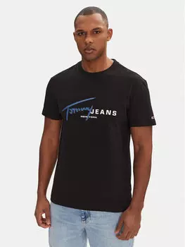 Футболка обычного кроя Signature Dna DM0DM20817 Tommy Jeans, черный
