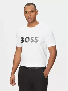 Футболка обычного кроя Tape Logo 50530990 Boss, белый
