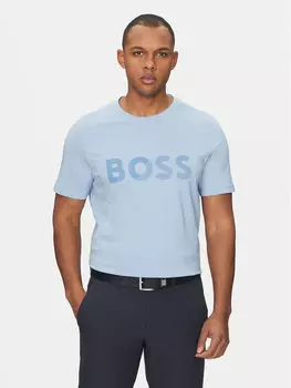 Футболка обычного кроя Tape Logo 50530990 Boss, синий