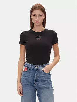 Футболка обычного кроя Tjw Slim Essential Logo 2 Tee DW0DW20316 Tommy Jeans, черный